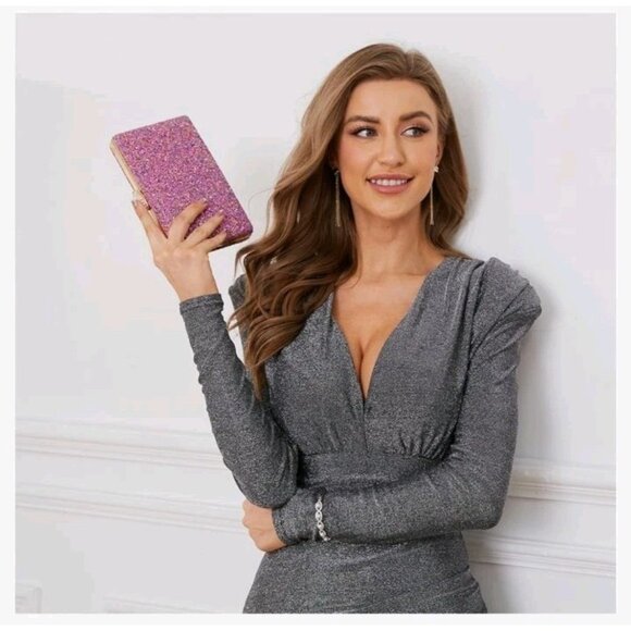 CARIEDO Women's Evening Bag Elegant Clutch Sophisticated Diamond Handbag Prom - Picture 6 of 7